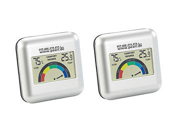 Raumklima Thermometer: PEARL 2er-Set digitales Hygrometer mit Thermometer mit grafischer Anzeige