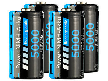 Batterie Typ C: PEARL 4er-Set NiMH-Akkus Typ C / Babyzelle, 5.000 mAh
