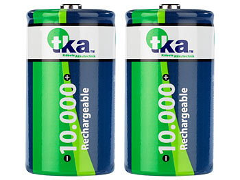 Mono Batterie Akku: tka 2er-Set NiMH-Akkus Typ D / Monozelle, 10.000 mAh