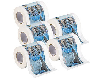 Papier für die Toilette: infactory Retro-Toilettenpapier "100 D-Mark", 5 Rollen
