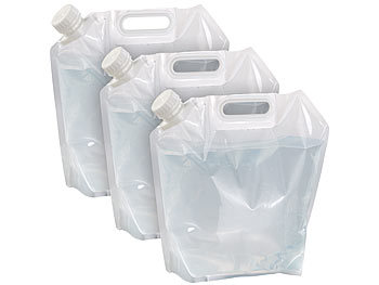 Trinkwasserkanister: Semptec 3er-Set flach faltbare Wasserkanister mit Tragegriff, 5 l, BPA-frei