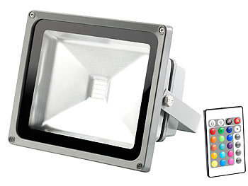 Luminea Wetterfester LED-Fluter im Metallgehäuse, 30W, IP65, RGB