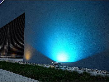 Luminea Wetterfester LED-Fluter RGB im Metallgehäuse,30 W, IP65 mit FB
