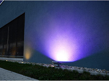 Luminea Wetterfester LED-Fluter RGB im Metallgehäuse,10 W, IP65 mit FB