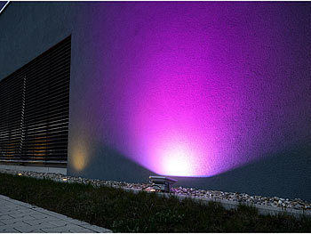 Luminea Wetterfester LED-Fluter im Metallgehäuse, 10 W, IP65, RGB