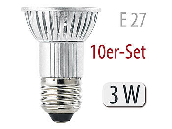 Luminea LED-Spot 3x 1W-LED, kaltweiß, E27, 250 lm, 10er-Set