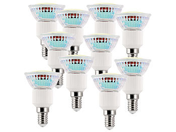 Luminea 10er-Set LED-Spots, Sockel E14, 3 Watt, 230 Lumen, warmweiß (3000 K)