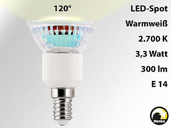 Luminea LED-Spot E14, 3,3W, warmweiß 2700K, 300 lm, dimmbar