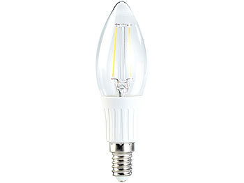 Luminea LED-Filament-Kerze, B35, 1,8 Watt, E14, weiß, 225 lm, 360°, 10er-Set