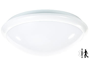 LED Deckenlampe: Luminea Deckenlampe mit Radar-Bewegungssensor, E27, max. 60 W, IP44