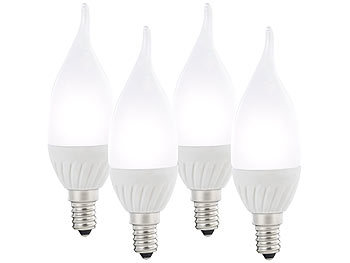 Luminea Geschwungene LED-Kerzenlampe, 3W, E14, Ba35-P, tageslichtweiß, 4er-Set