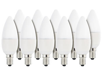 Luminea LED-Kerzenlampe, 6 W, E14, B35, 470 lm, warmweiß, 10er-Set