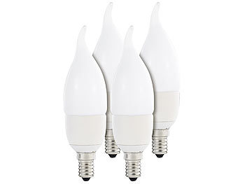 Luminea Geschwungene LED-Kerzenlampe, 6 W, E14, Ba35, tageslichtweiß, 4er-Set