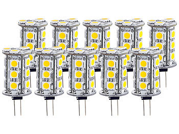 Luminea LED-Stiftsockellampe mit 18 SMD LEDs, G4 (12 V), weiß, 10er-Set