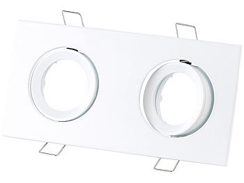 Luminea Einbaurahmen 3er Set MR16 weiß rechteckig Duo, 6 LED-Spotlights, weiß
