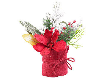 Winterdekos: infactory Weihnachts-Gesteck mit Blumen, Zweigen, Beeren und Kunst-Schnee, 27 cm