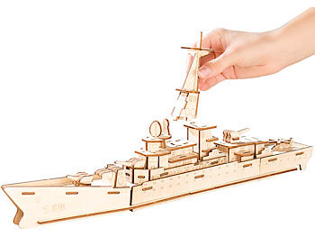 3D Holzbausatz: Playtastic 3D-Bausatz Zerstörer aus Holz, 83-teilig