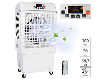 Klimagerät-Luftreiniger: Sichler 2in1-Luftkühler & Luftbefeuchter mit Ionisator, 26 Liter, 100 W, 25 m²