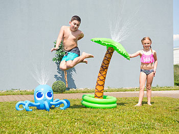 Playtastic Aufblasbare Palme mit integriertem Wassersprinkler für Kinder