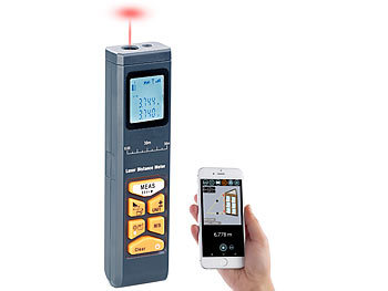 Lasermessgerät: AGT Laser-Entfernungsmesser mit LCD & Bluetooth, Messbereich 5 cm - 30 m