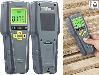 Holzfeuchte messen: AGT Digitaler 4in1-Feuchtigkeits-Detektor mit nicht-invasiver Messung, LCD