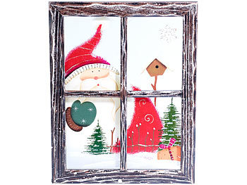 PEARL Holz-Weihnachtsmann-Bilderrahmen mit Glasscheibe