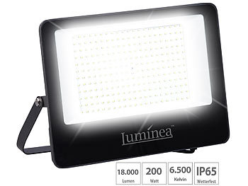 LED Flutlicht: Luminea Wetterfester LED-Fluter, 200 W, 18.000 lm, IP65, 6.500K tageslichtweiß