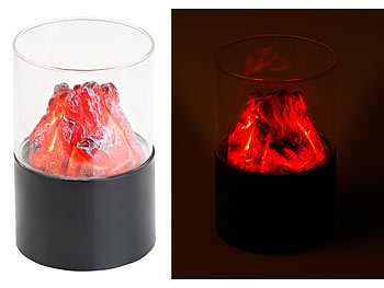 Deko Feuer: Carlo Milano Mini-Dekofeuer mit Flackerlicht, Sichtglas, batteriebetrieben
