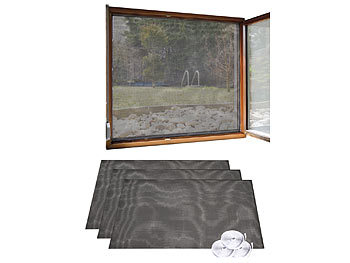 Fensternetz: infactory 3er Set Fliegengitter für Fenster, 130 x 150 cm inkl. 6 m Klebeband