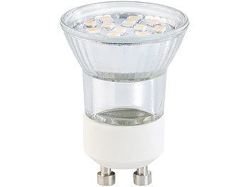 Luminea LED-Spotlight, Glasgehäuse, 100 lm, MR11, 1,2W, GU10, warmweiß