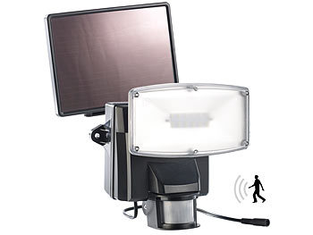 Luminea LED-Fluter, 12x0,5w , IP44, m. PIR-sensor, Solarmodul, schwarz