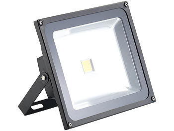 Luminea LED-Fluter 50 W, schwarz, IP65, Licht warmweiß