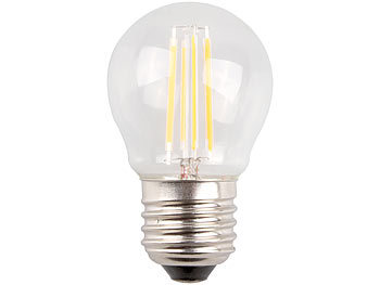 Luminea LED-Filament-Tropfen, G45, A++, E27, 3,5W, 360 lm, 270°, 3000K