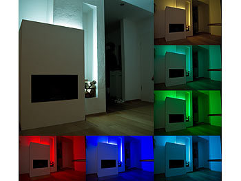 Lunartec LED-Streifen LX-500N, 5 m, RGBW, Innen, Netzteil & Fernbed.