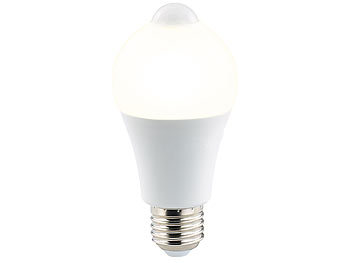 Luminea LED-Lampe, PIR-Sensor, 6,5 Watt, E27, warmweiß, 2700 K, 457 Lumen