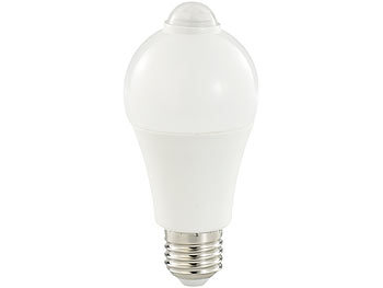 Luminea LED-Lampe, PIR-Sensor, 6,5 W, E27, tageslichtweiß, 6500 K, 444 Lumen