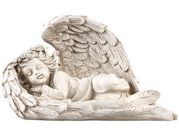 Solar-Engel für Grab: Lunartec Schlafende Solar-LED-Schutzengel-Figur, 16 cm, Versandrückläufer