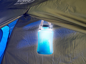 Semptec 2in1 Solar-Campingleuchte CL-103.ms, Aufbewahrungsbox, 100 lm, blau