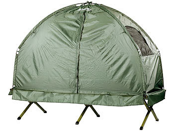 Semptec 2in1-Zelt mit Alu-Feldbett, 1200 mm Wassersäule, 193 x 78 x 160 cm