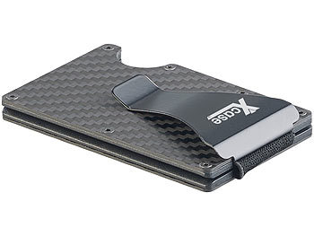 Xcase 2er-Set RFID-Kartenetuis, Carbon, für je 15 Chip-Karten, +Geldklammer