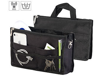 Handtaschenorganizer: Xcase Handtaschen-Organizer, RFID-Schutz, 13 Fächer, 26 x 16 x 8 cm, schwarz