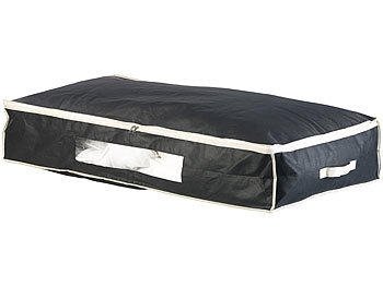 Aufbewahrung unter Bett: infactory Unterbettkommode mit Sichtfenster & Handgriffen, 100x48x18 cm, schwarz