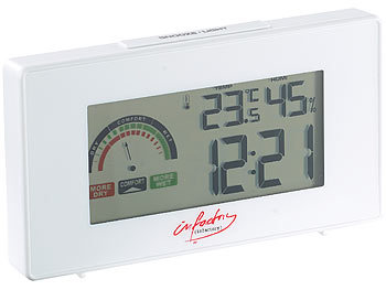 Uhr Thermometer: infactory Digitaler Funkwecker mit Thermometer und Hygrometer