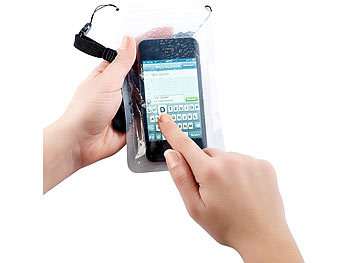 Handyhülle wasserdicht: PEARL Wasserdichte Universal-Tasche für iPhone & Smartphones bis 4 Zoll