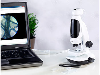 Somikon Digitales 3in1-Mikroskop DM-300, 1,3 MP, 400X, USB