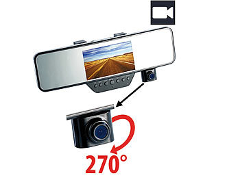 NavGear HD-Rückspiegel-Dashcam & Freisprecheinrichtung mit Bluetooth, G-Sensor