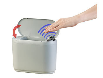 infactory 4er-Set Design-Abfalleimer mit Hand-Bewegungs-Sensor, je 2 l, grau