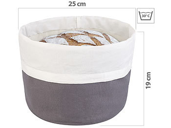 Brotkasten: Rosenstein & Söhne XL-Brotkorb aus 100% Baumwolle, verschließbare Kordel, waschbar, Ø25cm
