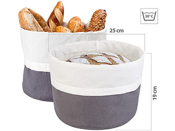 Brot-Aufbewahrungsboxen: Rosenstein & Söhne 2er-Set XL-Brotkorb aus Baumwolle, verschließbare Kordel, Ø 25 cm