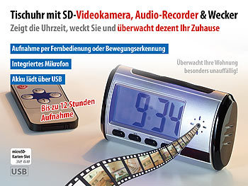 OctaCam Tischuhr mit Videokamera, Audio-Recorder, Wecker (Versandrückläufer)